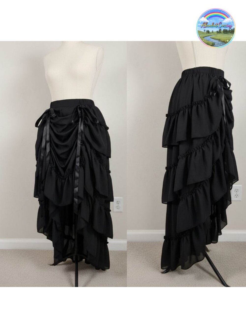 High-Low Steampunk Victorian Cosplay Costume Skirt Polyester Adult